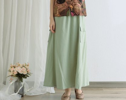 High waist pocket maxi skirt