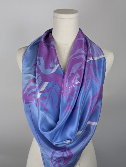 Blue and purple art print silk scarf - Image 6