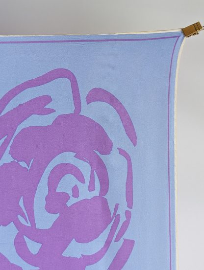 Blue and purple art print silk scarf - Image 5