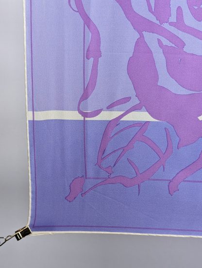 Blue and purple art print silk scarf - Image 3