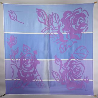 Blue and purple art print silk scarf