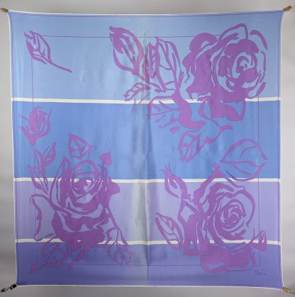 Blue and purple art print silk scarf
