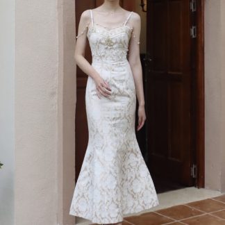 Elegant champagne fishtail dress