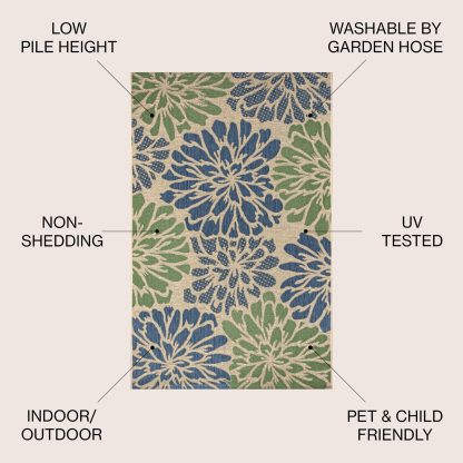 Natural floral outdoor woven rug - Image 8