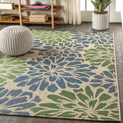 Natural floral outdoor woven rug - Image 7