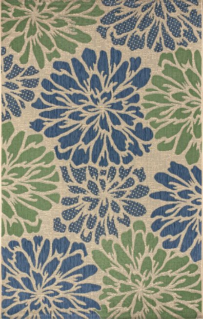 Natural floral outdoor woven rug - Image 2