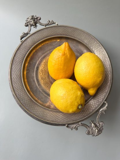 Vintage carved metal tray