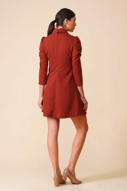Retro red and brown dress - Image 4