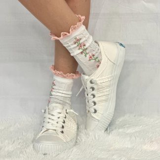Forest Girl Embroidered Flower Socks