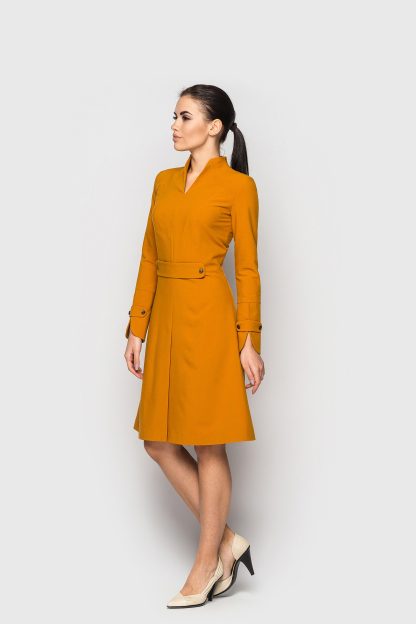 Warm Orange Waist Trench Dress - Image 4
