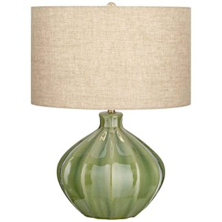Simple ceramic linen shade table lamp
