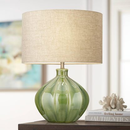 Simple ceramic linen shade table lamp - Image 8