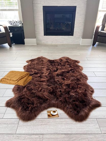 Warm brown faux wool carpet - Image 4