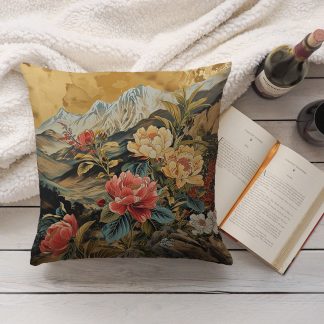 Chinese style landscape flower pillow