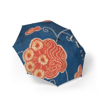 Blue background with flowers folding umbrella