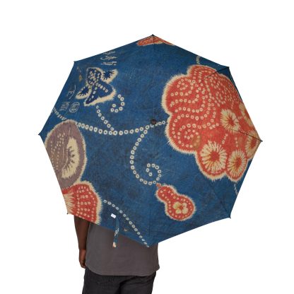Blue background with flowers folding umbrella - Image 2