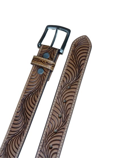 Hand-carved cowhide belt - Image 8