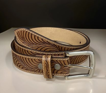 Hand-carved cowhide belt - Image 7