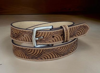 Hand-carved cowhide belt - Image 6