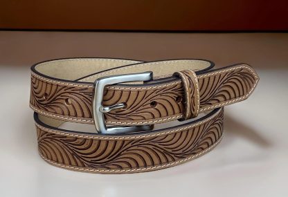 Hand-carved cowhide belt - Image 5