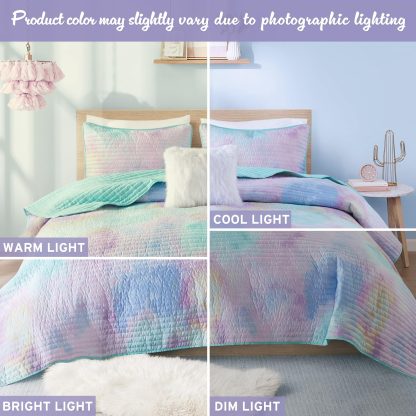 Pastel tie-dye quilted bedding - Image 4