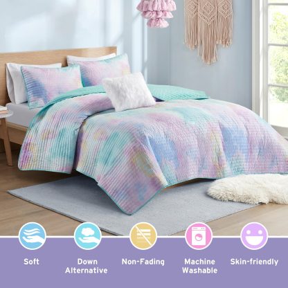 Pastel tie-dye quilted bedding - Image 2