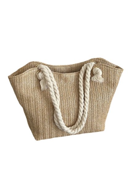 Hand-woven straw tote bag - Image 5