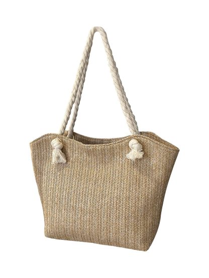 Hand-woven straw tote bag - Image 3
