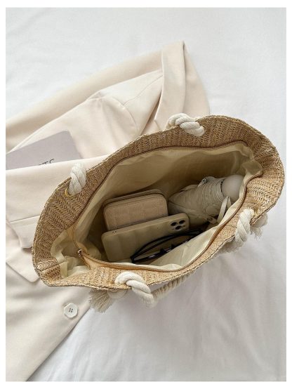 Hand-woven straw tote bag - Image 2