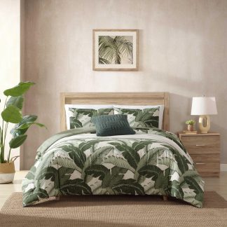 Tropical banana leaf bed cover three-piece set