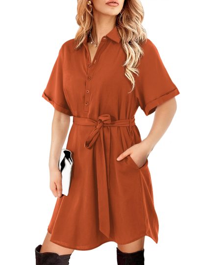 Vintage shirt-style tie waist dress - Image 3