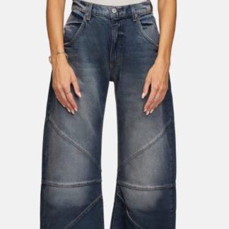 Women's patchwork wide-leg jeans