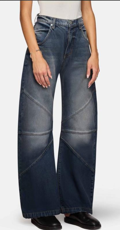 Women's patchwork wide-leg jeans - Image 2