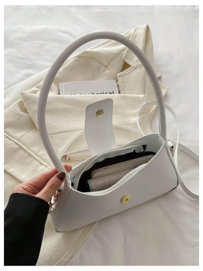 Cream leather underarm bag with bow embellishment - Image 4