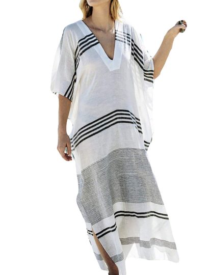 Striped patchwork robe dress - Image 7