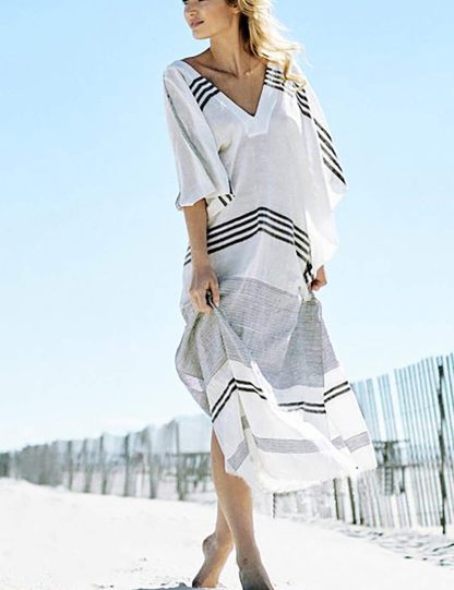 Striped patchwork robe dress