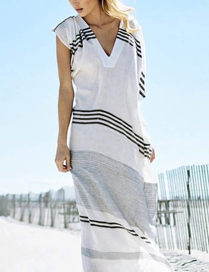Striped patchwork robe dress - Image 4