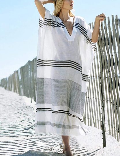 Striped patchwork robe dress - Image 2