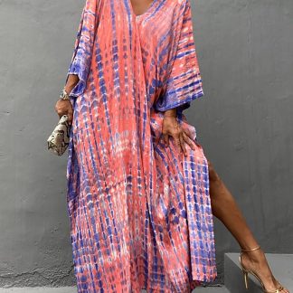 Tie-dye gradient robe dress