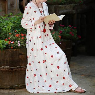 Embroidered waist long skirt