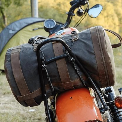 Handmade waxed canvas and leather duffel bag - Image 5