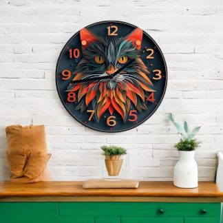 3D Art Cat Face Wall Clock