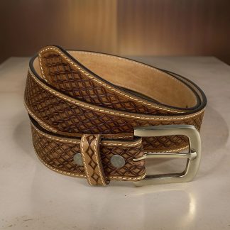 Hand-woven textured leather belt