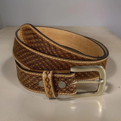 Hand-woven textured leather belt - Image 2