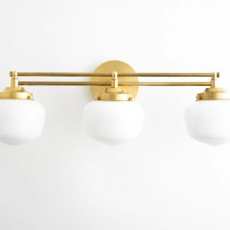 Vintage three-head brass glass wall lamp