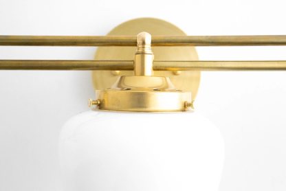 Vintage three-head brass glass wall lamp - Image 2