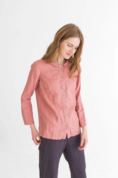 Women's Linen Peter Pan Collar Shirt - Image 2