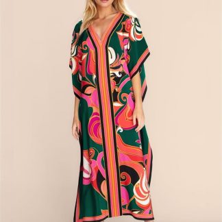 Vintage art print robe dress