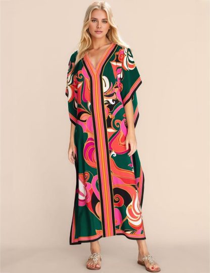 Vintage art print robe dress