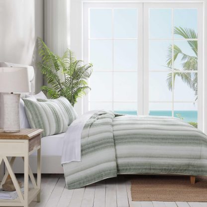 Light green gradient striped bed cover three-piece set - Image 4